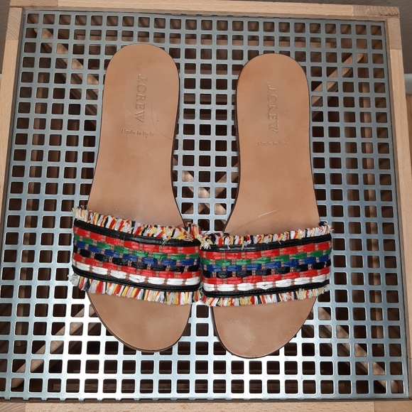 J. Crew Shoes - J. Crew colorful raffia slides